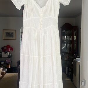 QED London  Size 10 US White embroidery anglais white cotton off shoulder dress.